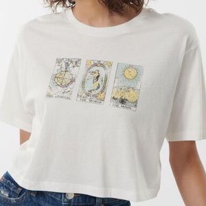 Garage tarot card white graphic tee